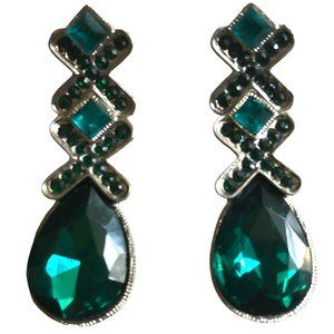 Green Swarovski Crystal Earrings.
